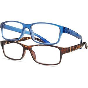 Jamie M+ Boy Youth Blue Light Glasses, 2 PAIRS Blue & Brown Tortoise +0.00